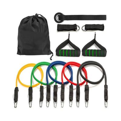 China Durable Pull Up Resistance Bands 11 Piece Latex Resistance Band Set Bag Gym OEM Customized Logo Packing Nylon Pcs Color Package Accept for sale