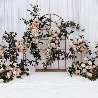 China 2021 Hot Sale Backdrop Gold Sliver Metal Arch Stainless Steel Backdrop For Wedding Decoration for sale