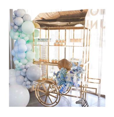 China Wedding Hot Sale Mirror Gold Acrylic Candy Display Candy Carts For Wedding Decoration for sale