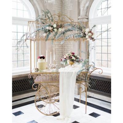 China 2021 hot sale wedding gold white flower cart candy cart for wedding party and decoration for sale