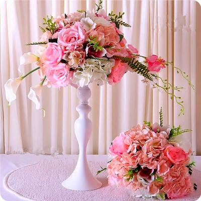 China Wedding Table Top Artificial Flowers Wedding Large White Rose Floral Centerpieces for sale