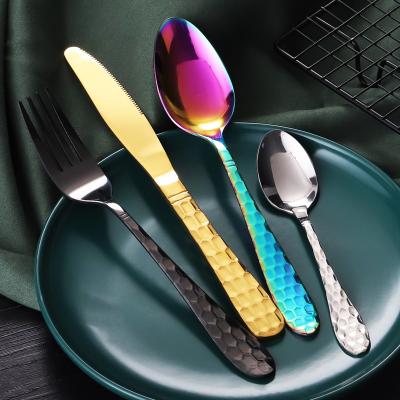 China Rose Gold Plated Ss 304 Wedding Disposable Cutlery Spoon Knife Fork Set Flatware Set 4pcs Gold Stainless Steel Wholesale Bulk Cutlery for sale