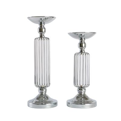 China Wedding Luxury Silver Candelabra Wedding Party Tall Candle Holder Table Centerpieces for sale