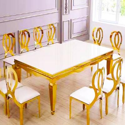 China Modern Gold Table Wedding Tables And Chairs Luxury for sale