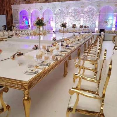 China Modern Luxurious Wedding Rectangular Gold Table Stainless Steel for sale