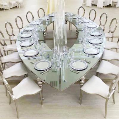 China Modern Silver Wedding Stainless Steel Table Restaurant Dining Table Designs for sale