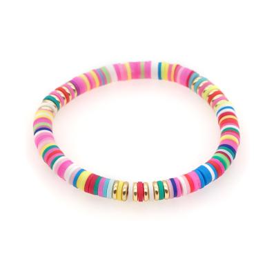 China New Gobeads 2022 TRENDY Handmade Woven Woven Colorful Vinyl Record Simple 4mm Vinyl Record Stretch Bracelet Woman Beads Bracelet for sale