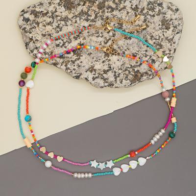 China Go2Boho Fashion Bead Necklaces Shell Heart Charm Bohemian Summer Colorful Beaded Beach Beads Necklace For Women for sale