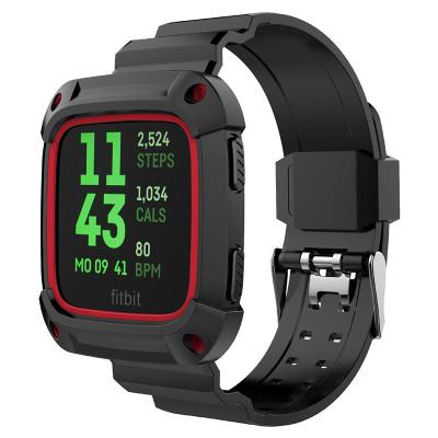 China Fitbit Versa Siamese Strap TPU Rubber Watch Band For Outdoor Wear Silicone Watchband for sale