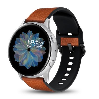 China 2021 Hot Sale 20mm Luxury Universal Leather Silicone Amazon Hybrid Strap For Samsung Galaxy Watch for sale