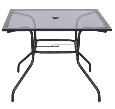 China Convertible Outdoor Square Glass Garden Table With Hole for sale