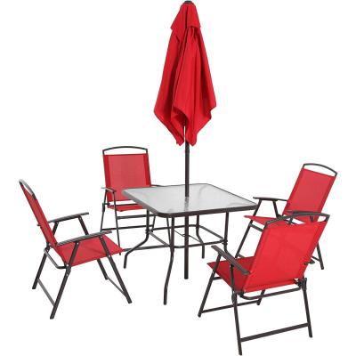 China Durable Outdoor Dining Garden Beach Folding Camping Chair Table 8 Cafe Patio Balcony 6 Piece Folding Set for sale