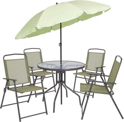 China Durable Furniture Dining Outdoor Garden Patio Folding 6 Piece Folding Table Umbrella Beach Piece Set Of 8 Chairs for sale