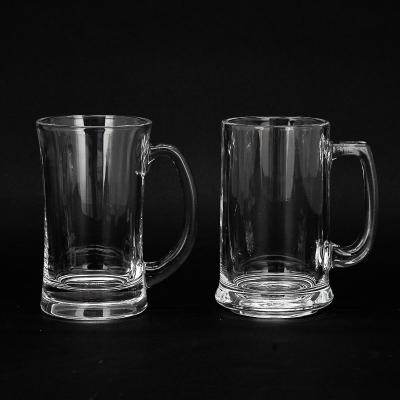 China Hot Selling Wine Beer Whiskey 13oz Glass Mug For Beer Leaf Pattern Water Glass Wholesale Transparent Beer Mug for sale