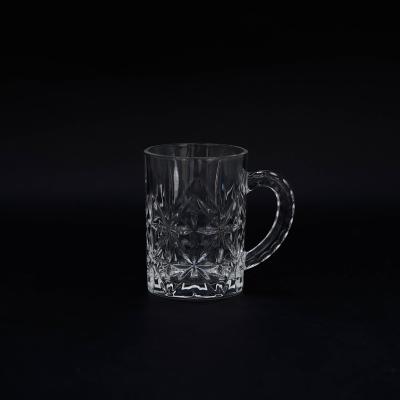 China Customized CLASSIC Logo Crystal Glass Lead Free Beer Mug With Handle M1404 for sale