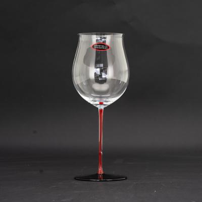 China High Sustainable Hot Selling Transparent Wine Glass With Color Stem Red Wine Glass Set for sale