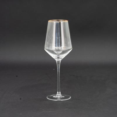 China Viable Hot Sale Transparent Wine Glass With Gold Edge Red Wine Glass Set for sale