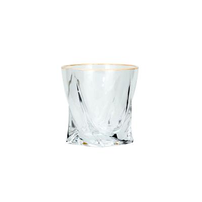 China Amazon CLASSIC Lead Free Crystal Whiskey Glass Uniquely Formed Gold Rim Hot Selling for sale