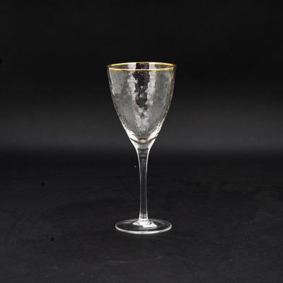 China Drinkware Blown Custom Printing Product Thick Gold Rim Beach Stem Wine Glass for sale