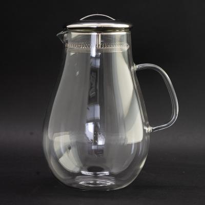 China Sustainable borosilicate hot and cold water jug ​​with side handle for sale