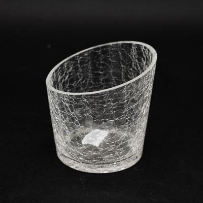 China CLASSIC Beaded Crack Shape Cut Slope Decor Handblown Wholesale Clear Glass Ice Vase for sale