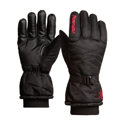 China Custom Twill Manufacturer Touch Screen Warm Winter Ski Waterproof Leather Gloves Long Logo Mitt Gloves for sale