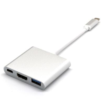 China estación de acoplamiento de aluminio del cable USB3.1 del adaptador de 4K Shell Three In One HD en venta