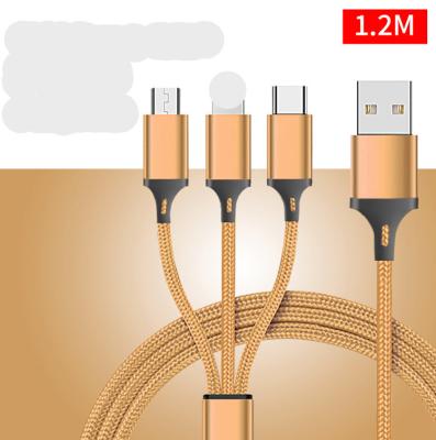 China Nylon3 in 1 flochten Aufladungsmikro Usb 3,0 des kabel-3ft 6ft 10ft das 8 Stifttelefon-Kabel zu verkaufen