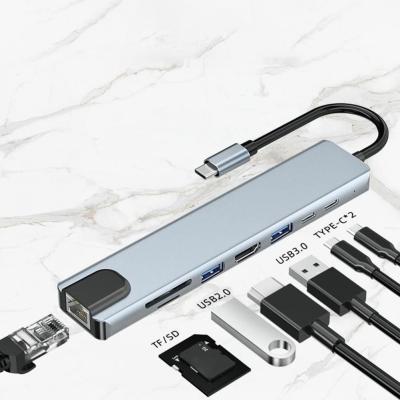 China 8 in 1 Naben-Adapter-Art Konverter-Ethernet USBs C C Kabel Naar 4K 60hz zu verkaufen