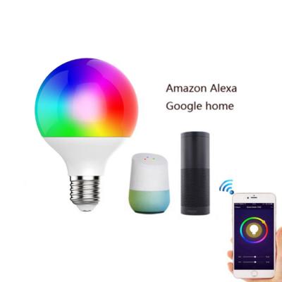 China Residential Amazon Alexa Voice Control E27 G95 Blue 13 Watt Atmosphere Lamp Tooth Tuya Wifi LED Smart RGB Blue Bulb for sale