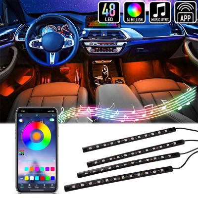 China Residential Voice Controller Sync to Music Car LED Multicolor Interior Light Flexible Strip with RGB App Control for sale