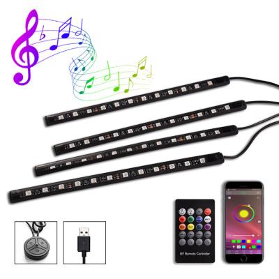 China Residential Decor USB Charging Car Multicolor Music RGB LED Interior Atmosphere Light Strip with APP Control and Remote Controller for sale