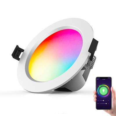 China Durable Plastic Housing Tuya Smart Dimmable TDC Wifi Adjustable RGB LED Downlight for sale