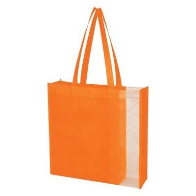 China Newest Nonwoven Shoulder Handled Tote Bag from Glancer with Mesh Panels to See Fashionable Travel Bag for sale