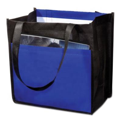 China Water Proof Laminated Enviro-Customer Handled Bag With Front Large Pocket Tote Bag For Grocery Food Bag for sale