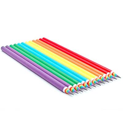 China Promotional Pencil 100% Recycled Paper Wrapped Barrel Rainbow Tapered Pencil For School Student Promotional Gifts for sale