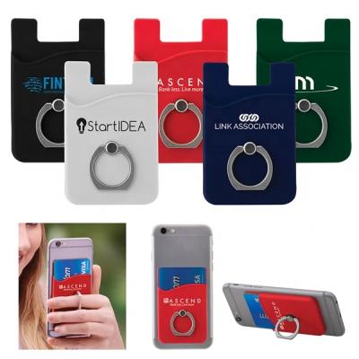 China ENGLAND STYLE Custom Printed Metal Ring Phone Stand Logo Silicone Card Holder With For Promotional Gifts for sale