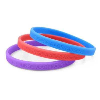 China BOHEMIA Cheapest Custom Ultra Thin Silicone Wristbands with Your Brand and Company Logo Printed on Thin Wristband for sale