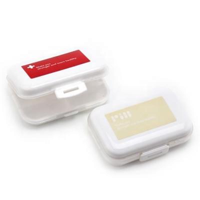 China Advertising/Promotion Gifts/Reading Rectangle Plastic Pill Box With 8 Compartments To Hold 7days Medicine Logo Sticker On Case Top for sale