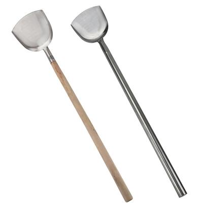 China Durable Stainless Steel Extra Long Spatula With Wooden Handle Turner Shovel Frying Spatula for sale