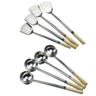 China Viable Kitchen Stainless Steel Wok Spatula Soup Spoon Skimmer Pocket Tool Kit for sale