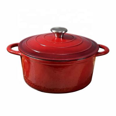 China Sustainable Hot Selling Cast Iron Enamel Cooking Pot Cookware With Loop Lid And Handle for sale