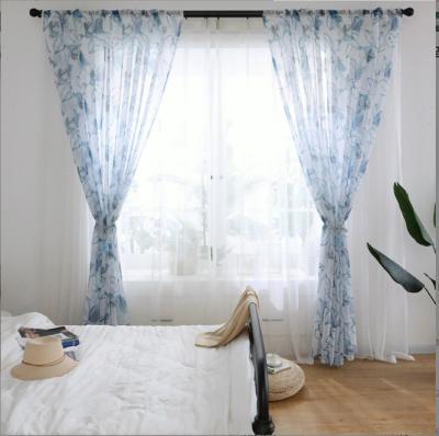 China Blackout 2021 hot sale printed curtain size floral quality single curtain window colors yellow curtains fabric for living room for sale