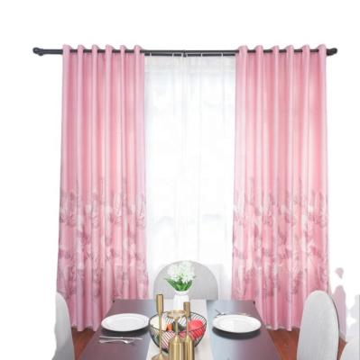 China 2021 Blackout Hot Selling Flower Pattern Waistline Quality Plain Pink Curtain Window Gauze Curtains Fabric For The Popular Printed Living Room for sale