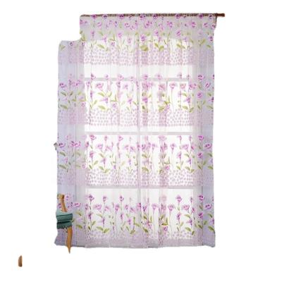 China 2021 Blackout Hot Selling Flower Pattern Waistline Popular Printed Simple Gauze Curtains Fabric For The Curtain Window Living Room for sale