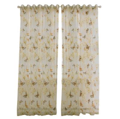 China 2021 Blackout Hot Selling Butterfly Pattern Waistline Popular Printed Modern Gauze Curtains Fabric For The Curtain Window Living Room for sale