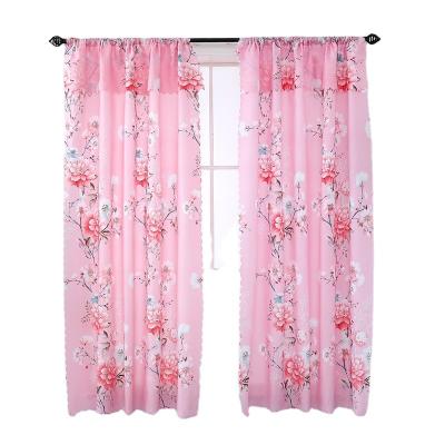 China 2022 New Style Blackout Hot Pink 100% Polyester Fabric Flower Pattern Blackout Cloth Window Curtains For Living Room for sale