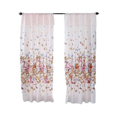 China Blackout 2022 Hot Sale Polyester Fabric Butterfly Pattern Blackout Fabric Window Blackout 2022 New Style Light Pink Curtains For Living Room for sale