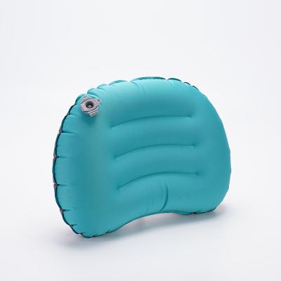 China Anti-Bacteria Waterproof Airplane Camping Sleep Soft Neck Support 50D Micro Fiber Travel Rest Cooling Foldable Inflatable Pillow for sale