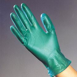 China XS, S and M Green Synthetic Vinyl pvc Exam protection Disposable Work Gloves for sale